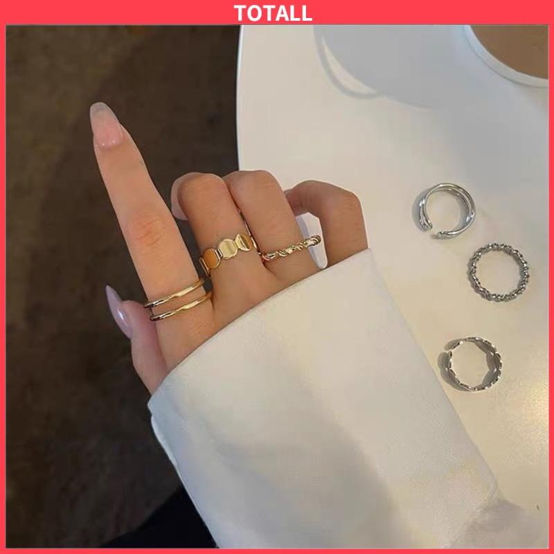 COD 3 Set Cincin Jari Gaya Korea Fashion Vintage Geometris cincin Untuk Wanita-Totall