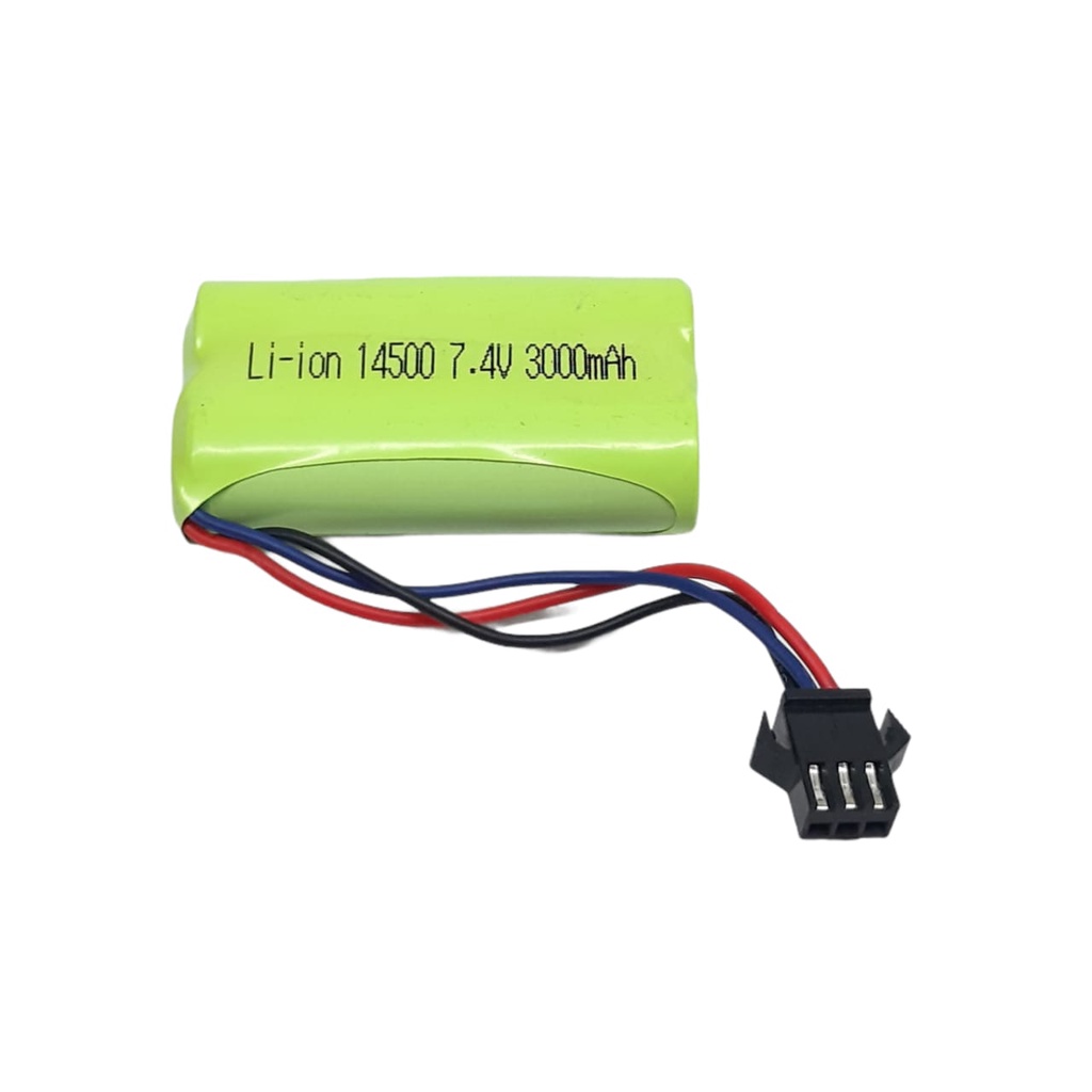 Baterai Mobil RC Type 2x LI-ION 14500 Soket Hitam 3Pin 7.4Volt - 3000mAh