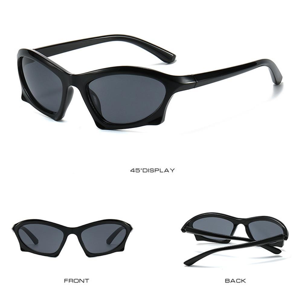 Lily Kacamata Hitam Retro Punk Irregular Shades