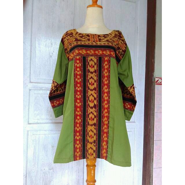 Dress Tenun Blanket Batik Spesial Warna Hijau