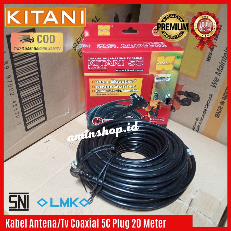 Kabel Antena TV Kitani Coaxial 5C Plug Tekuk Kabel Panjang 20 Meter Kabel Tv Ke Antena Kabel Antena Kabel antena tanpa booster kabel antena berkualitas kabel antena murah kabel antena kabel parabola antena hd antena digital kabel antena terbaik kabel CCTV