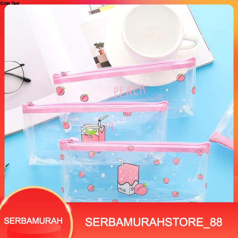 

Murah Kotak Pensil Pena Peach Transparant Tempat Pensil Peach Stationery Murah Import