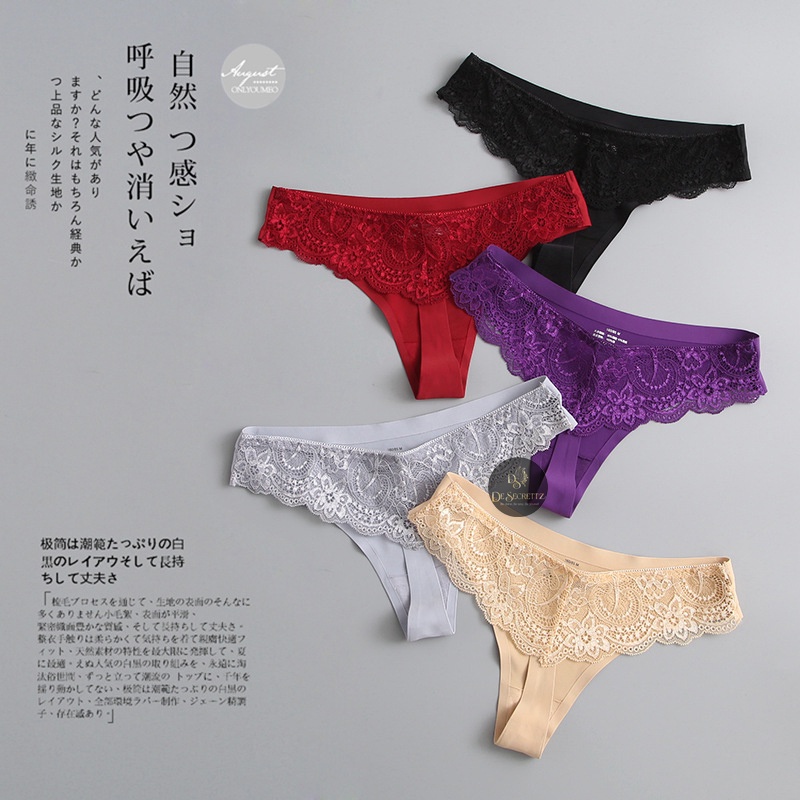 DeSecrettz PANTIES #052 Celana Dalam Wanita, Sexy Lace Panties Model Low Waist, Soft Touch Cotton