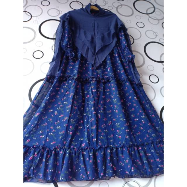 GAMIS SET KHIMAR CERUTI PRINTING MOTIF BUNGA