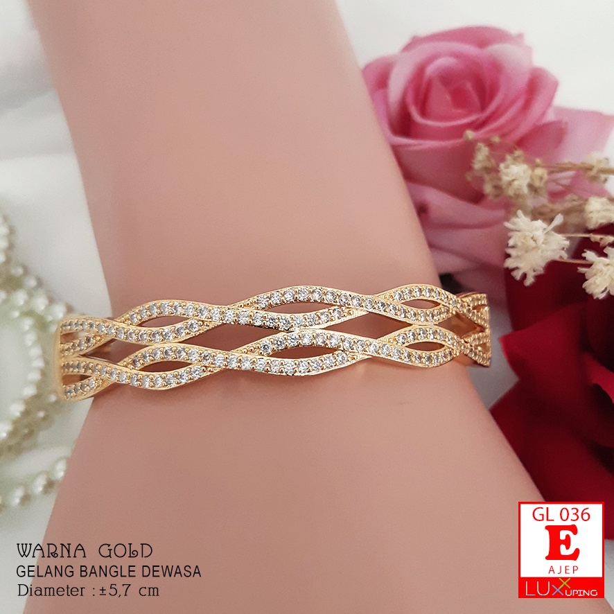 GL 036 Gelang Bangkok Dewasa Gelang Bangle Tangan Lapis Emas Imitasi Gelang Tangan Wanita Mata Zirkon Perhiasan Imitasi Warna Emas Kuning Luxx Xuping