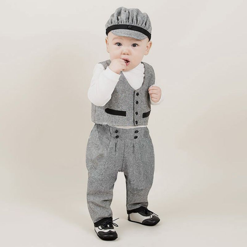 DKPS Setelan Baju Jas Rompi Jaket Celana Panjang Tuxedo Pesta Ulang Tahun Topi Anak Kecil Cowok Kids