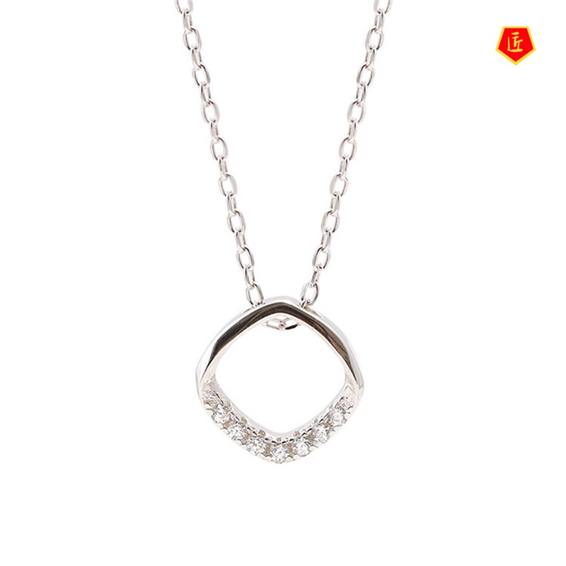 [Ready Stock]Rhinestone Geometric Silver Necklace Women's Temperamental Artistic Accessories