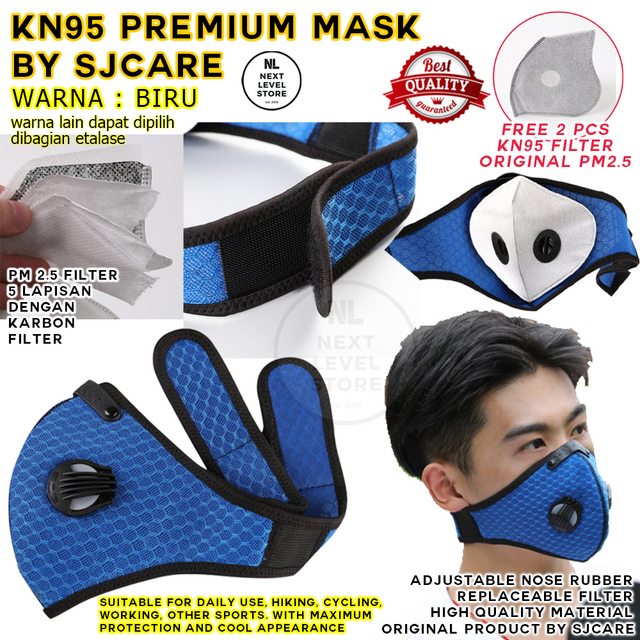 KN95 Premium Mask Masker Olahraga Cycling Sepeda Sport N95 - BLUE