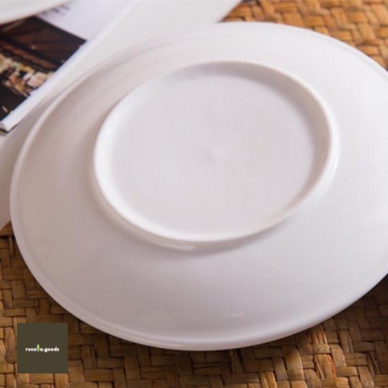 Piring Makan Saji Snack Keramik diameter 20 cm | Piring Porcelain Putih Bulat TERMURAH Food Grade-3