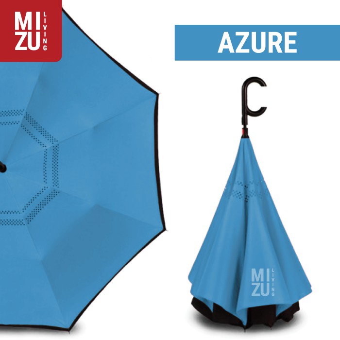 Payung Terbalik Kazbrella POLOS Payung Mobil Reverse Umbrella Gagang C-AZURE