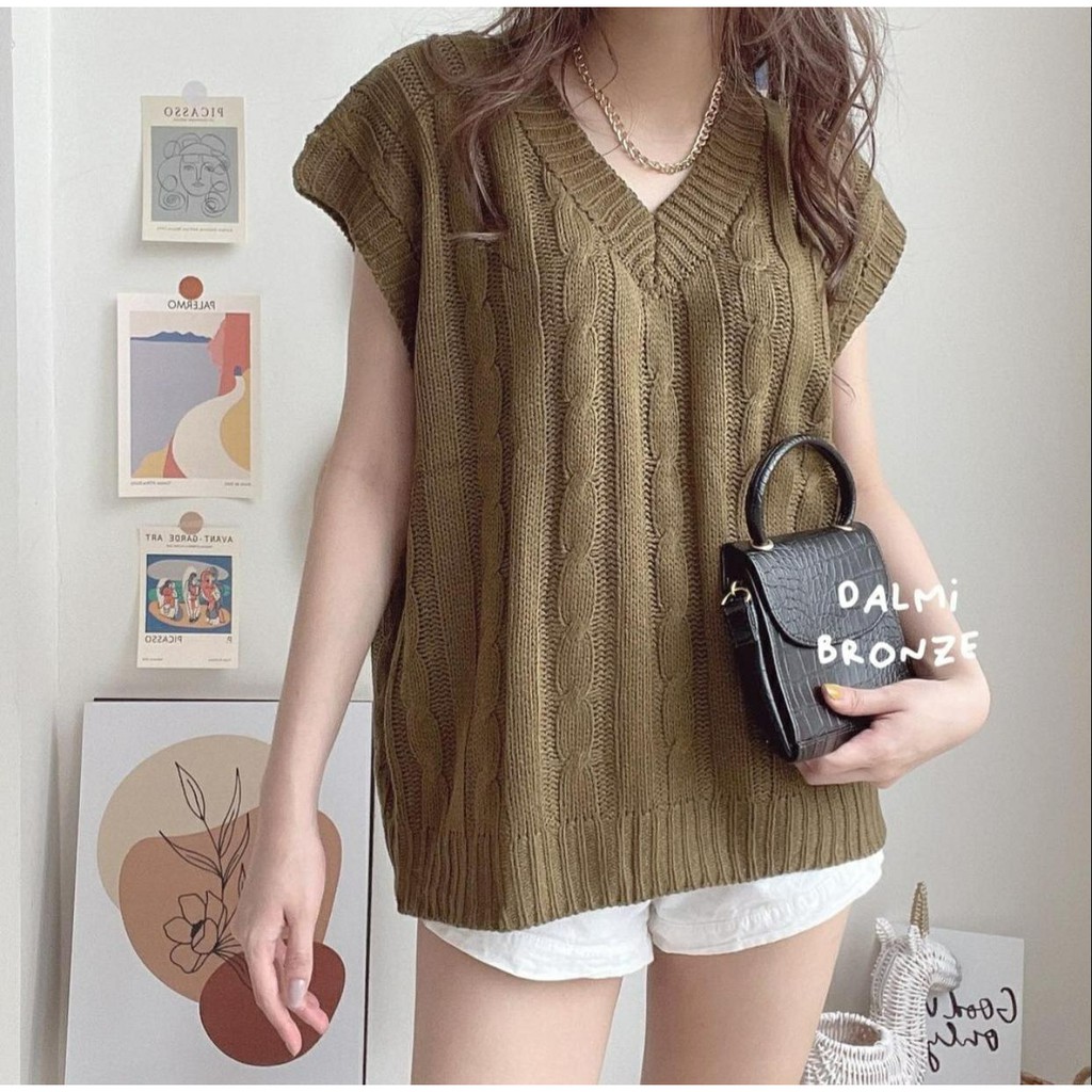 Top V Zalia Rajut Bahan rajut good quality (No Inner)