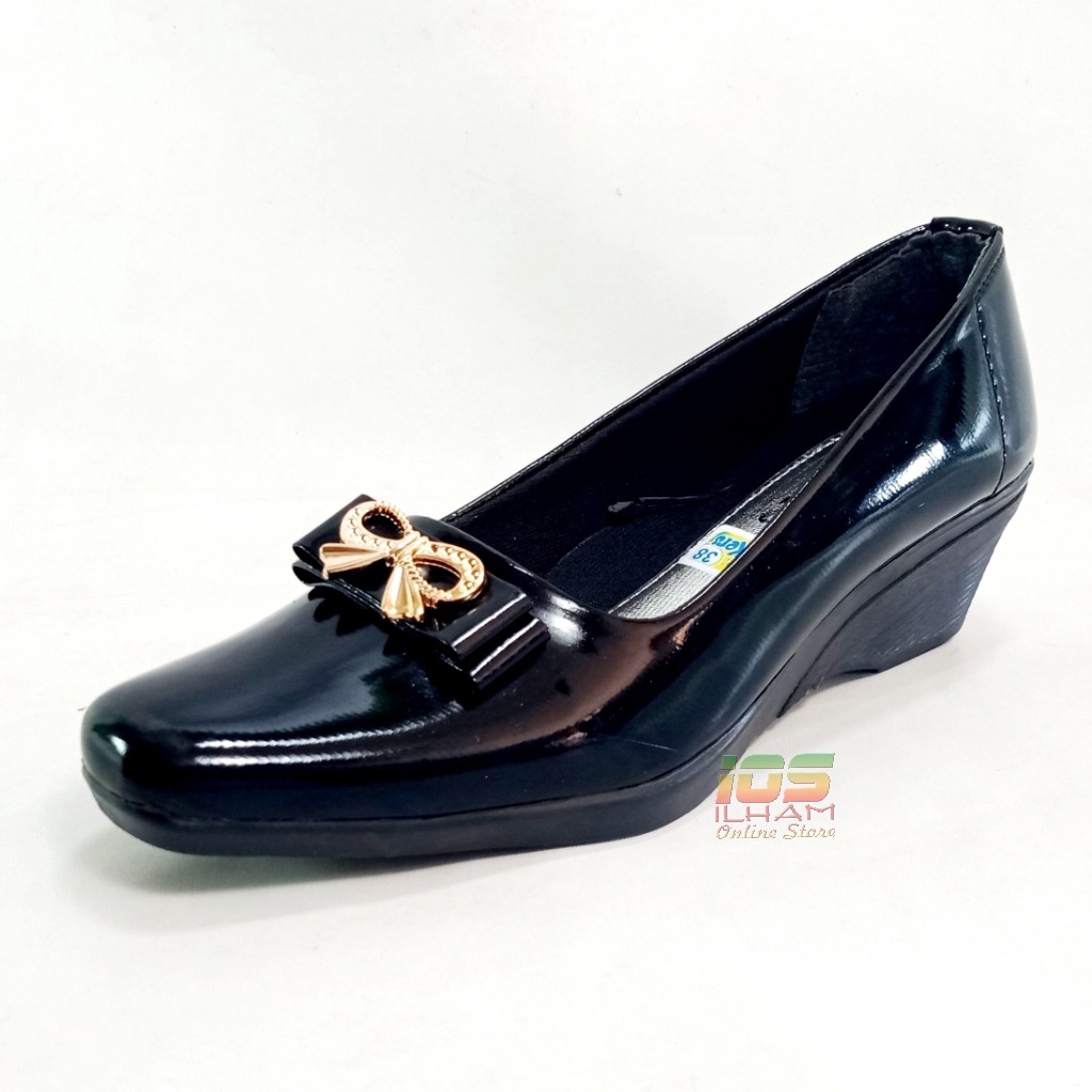 Kickers GL.13 Sepatu Pantofel Wanita Kilap Hak 5cm Size 36-42 Hitam