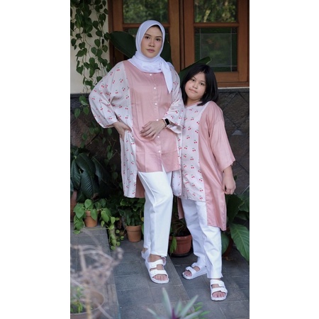 TUNIK COUPLE IBU ANAK PEREMPUAN BAJU COUPLE CETTA BATWING CERRY