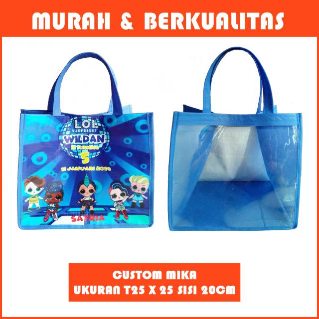 

Souvenir tas ultah mika cutom/souvenir goodie bag mika custom