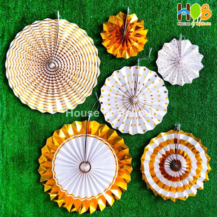

Paper fan Gold set / paperfan / paper flower gold set 6 in 1