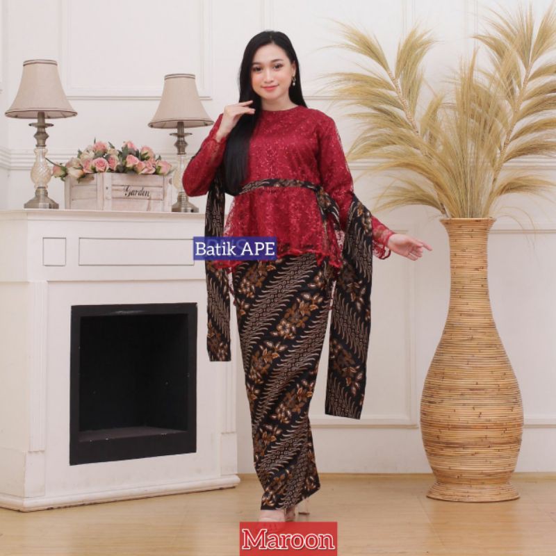 SETELAN KEBAYA RNB BROKAT TILE STANDAR DAN JUMBO XXL LD 120CM BATIK ORIGINAL DOLBY DOBBY DOBY MODERN