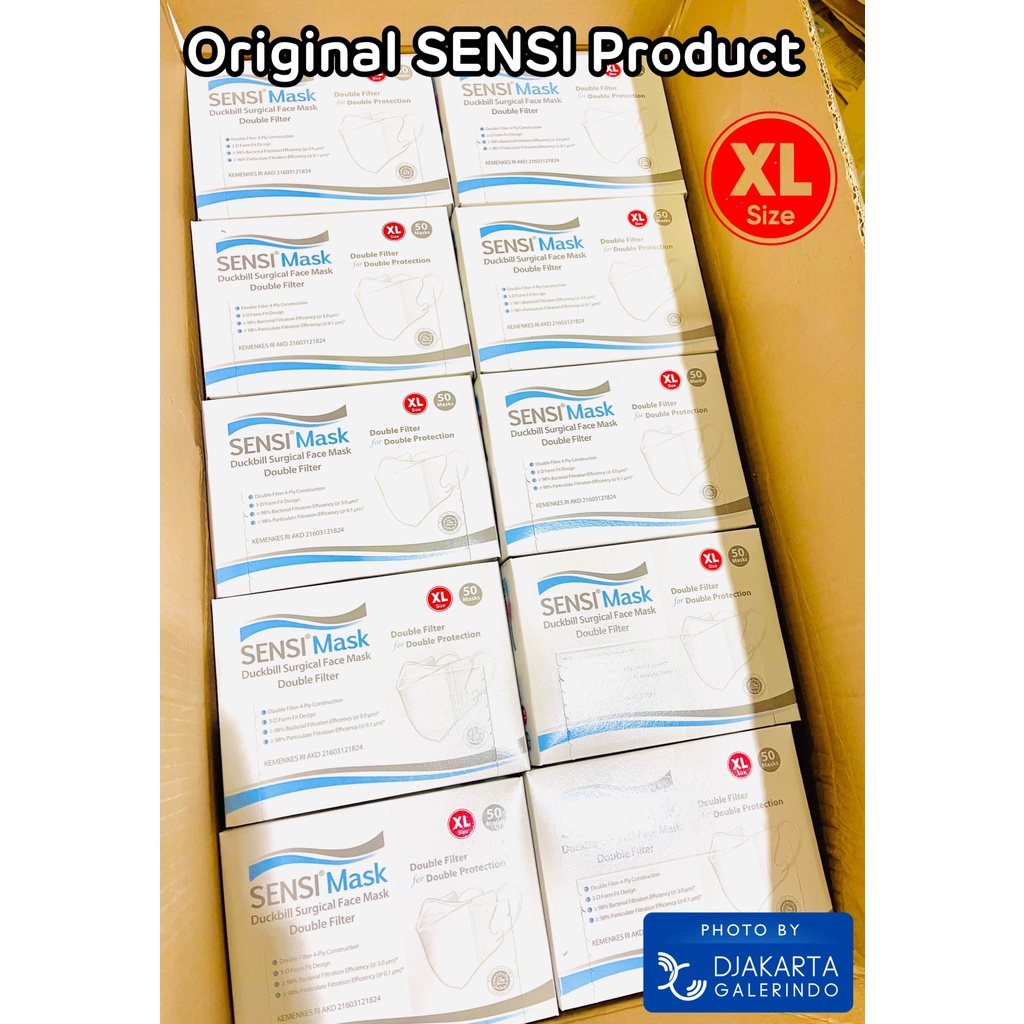 Masker SENSI Duckbill XL Ukuran Besar - Duckbill SENSI Besar ukuran XL box isi 50 Pcs