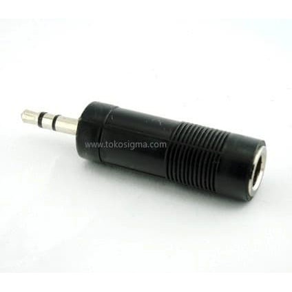 JEK - 3 PCS - AUX 3.5mm STEREO 2 garis male to MIC 6.3mm Female PVC Audio Adapter