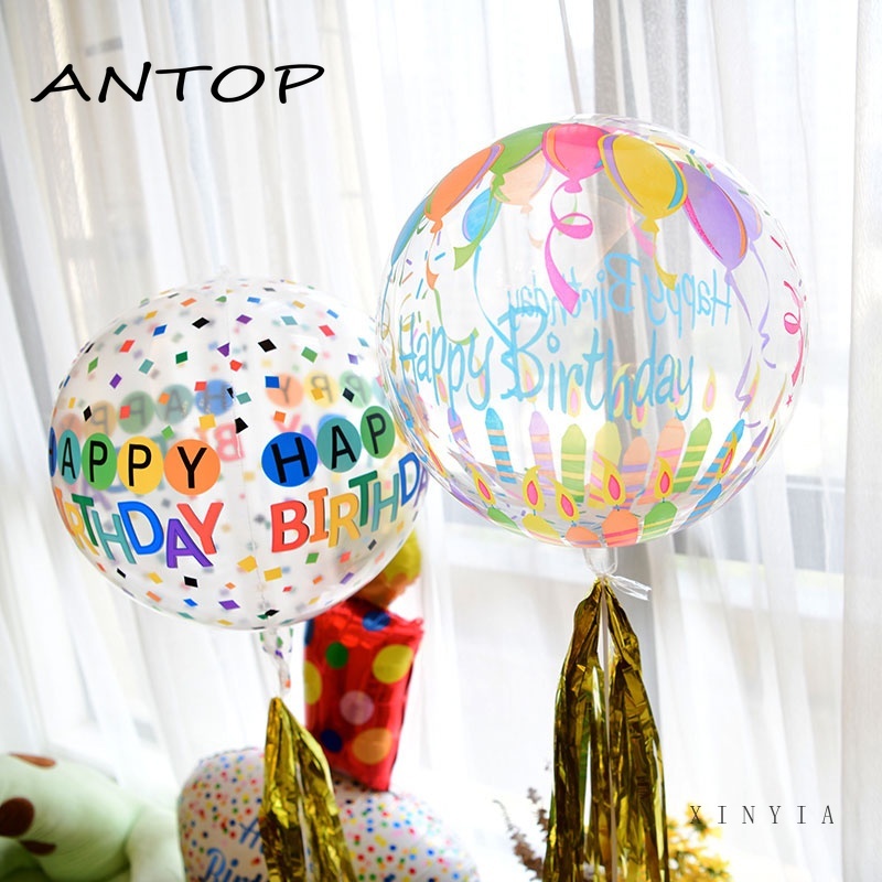 20 Inch Printed BOBO Balloon Happy Birthday Transparent Balloon Anniversary Party Decoration ANTOP