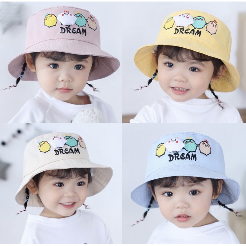 3 4 5 tahun Topi Bucket Anak Balita Perempuan Model DREAM / Toddler Kids Hat