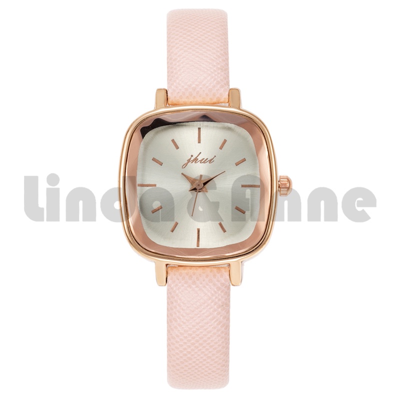 Jam Tangan Wanita Casual Dial Kotak Analog Quartz Strap PU High Quality Import