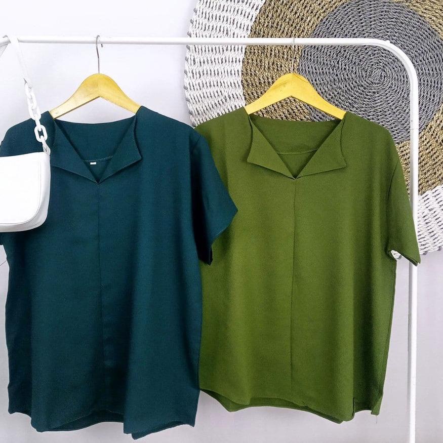 ATASAN BLOUSE LENGAN PENDEK JUMBO BIGSIZE OVERSIZE LD 110 120 130 140