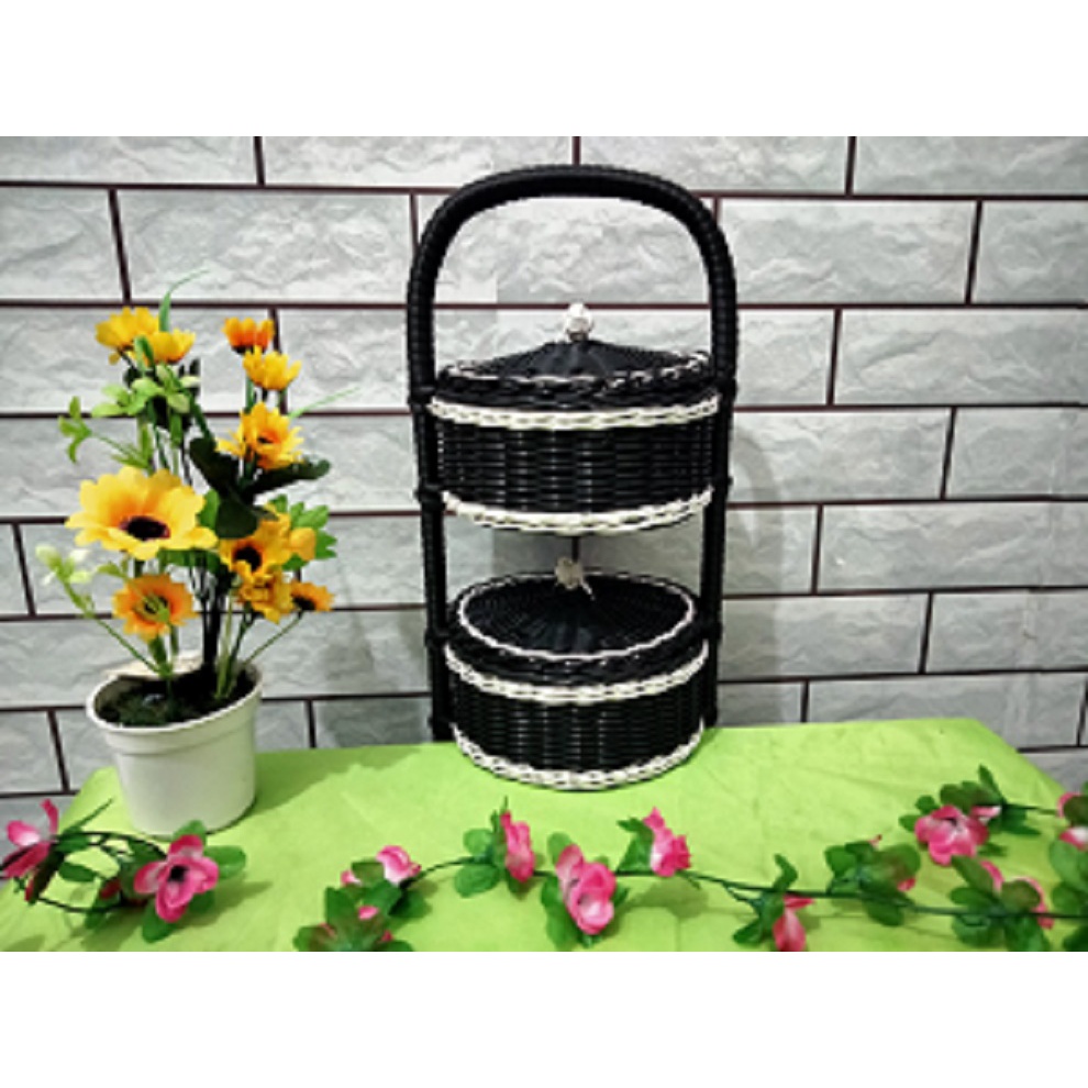 Termurah 2 SUSUN Tempat bumbu Dapur keranjang Wadah bumbu Dapur tempat serbaguna Keranjang penyimpan