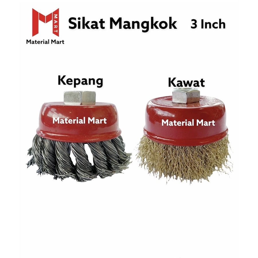 Sikat Kawat Mangkok 3 Inch Kuning | Sikat Mangkok Kepang 3&quot; |Cup Brush |Material Mart