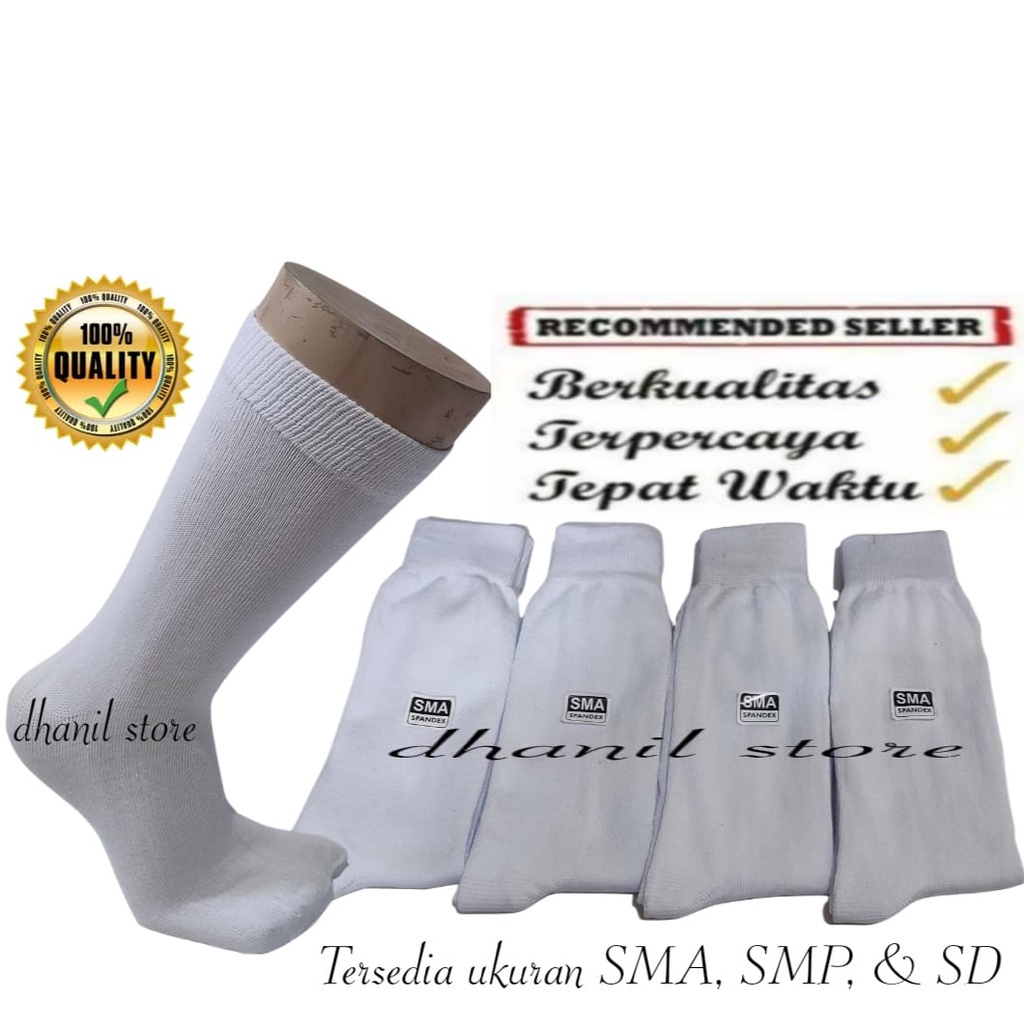 Kaos Kaki Sekolah Putih Polos Panjang Sebetis 12 Pasang Harga Grosir / Kaos Kaki Ank Sekolh SD / Kao