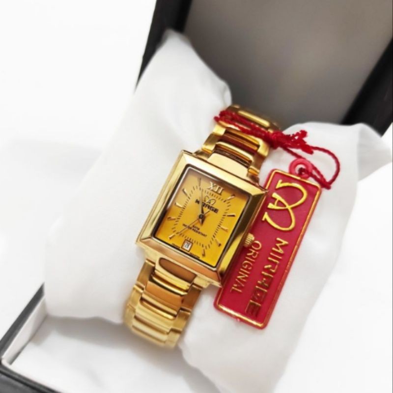 jam tangan wanita;MIRAGE M7395BSP-Lsegi gold~ORIGINAL WATER~TGL~STAINLEES