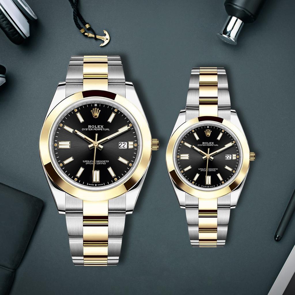 GROSIRAN JAM TANGAN ROLEX COUPLE MJ4131 TANGGAL AKTIF TALI RANTAI - JAM TANGAN PRIA WANITA INCLUDE B