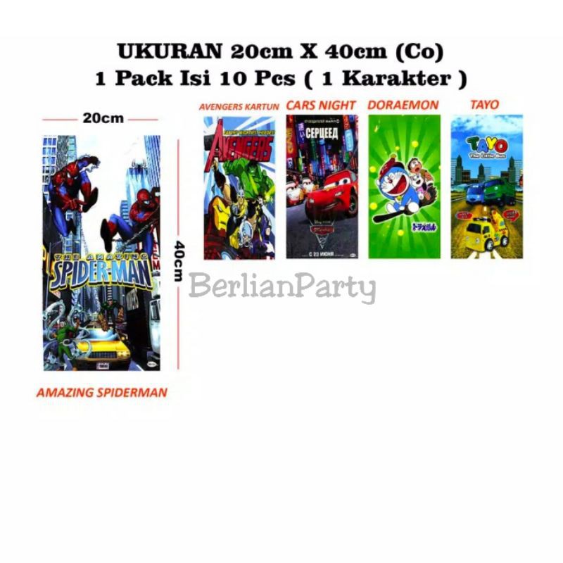 

Plastik snack ulang tahun / plastik snack karakter 20cm x 40cm