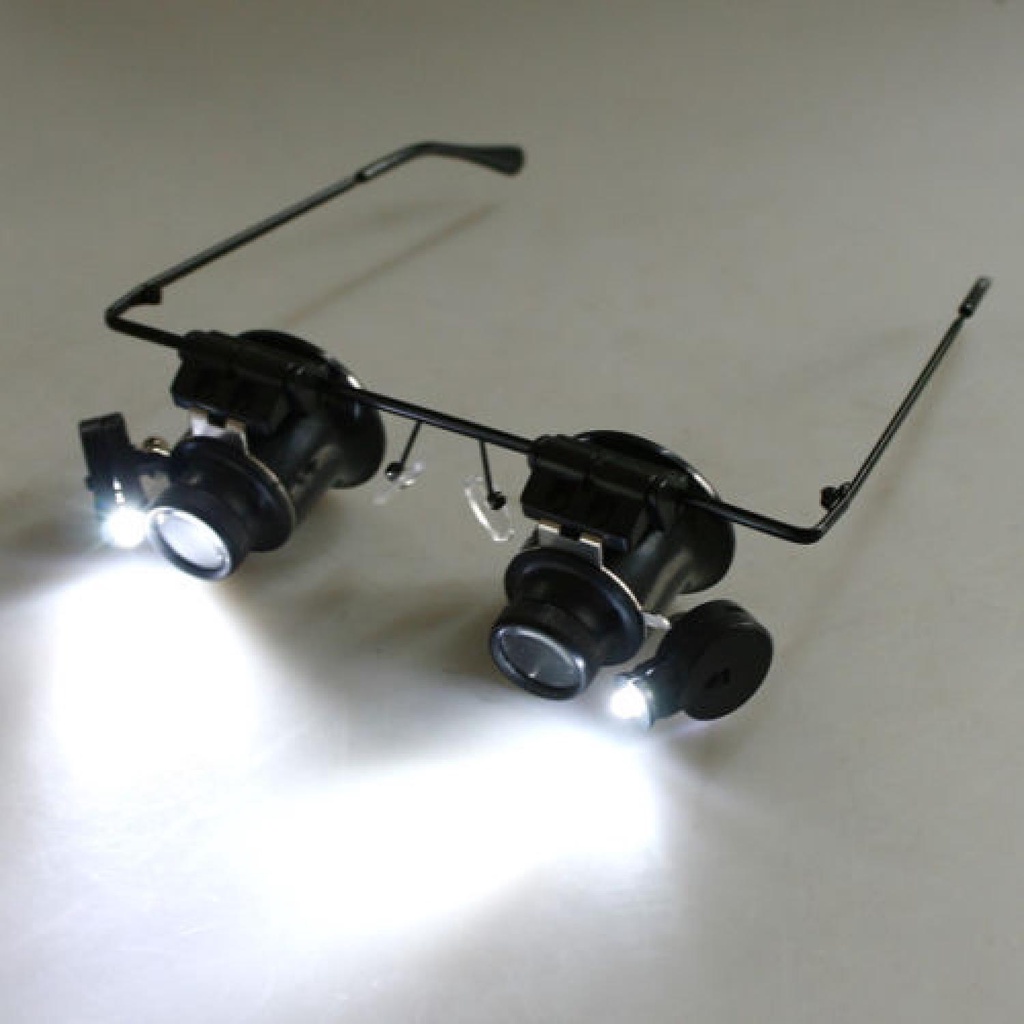 Gorelax Kacamata Pembesar 20X plus senter untuk Reparasi barang kecil seperti Jam HP elektronik Magnifier kaca pembesar sevice HP Jam