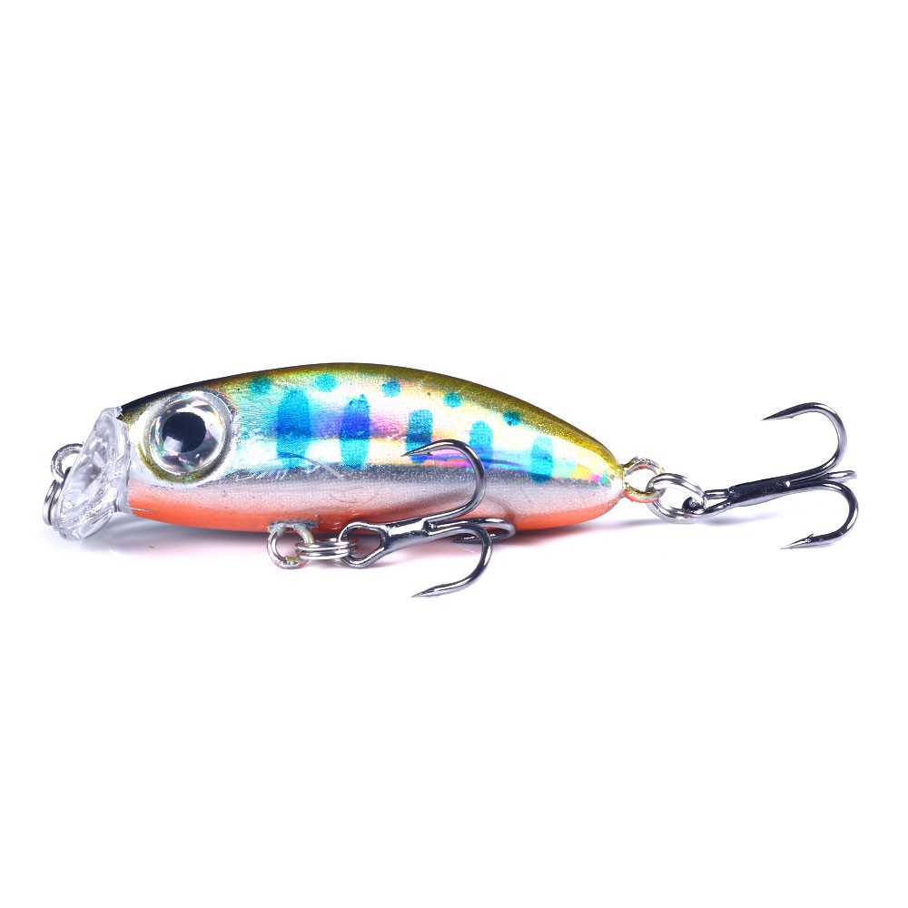 HENGJIA 6PCS Sinking Fishing Lure 4.2cm 3.1g 3D Eyes Umpan Pancing Minnow Bentuk Ikan Kecil Artificial Hard Bait with Flatten Stainless Steel Split Ring