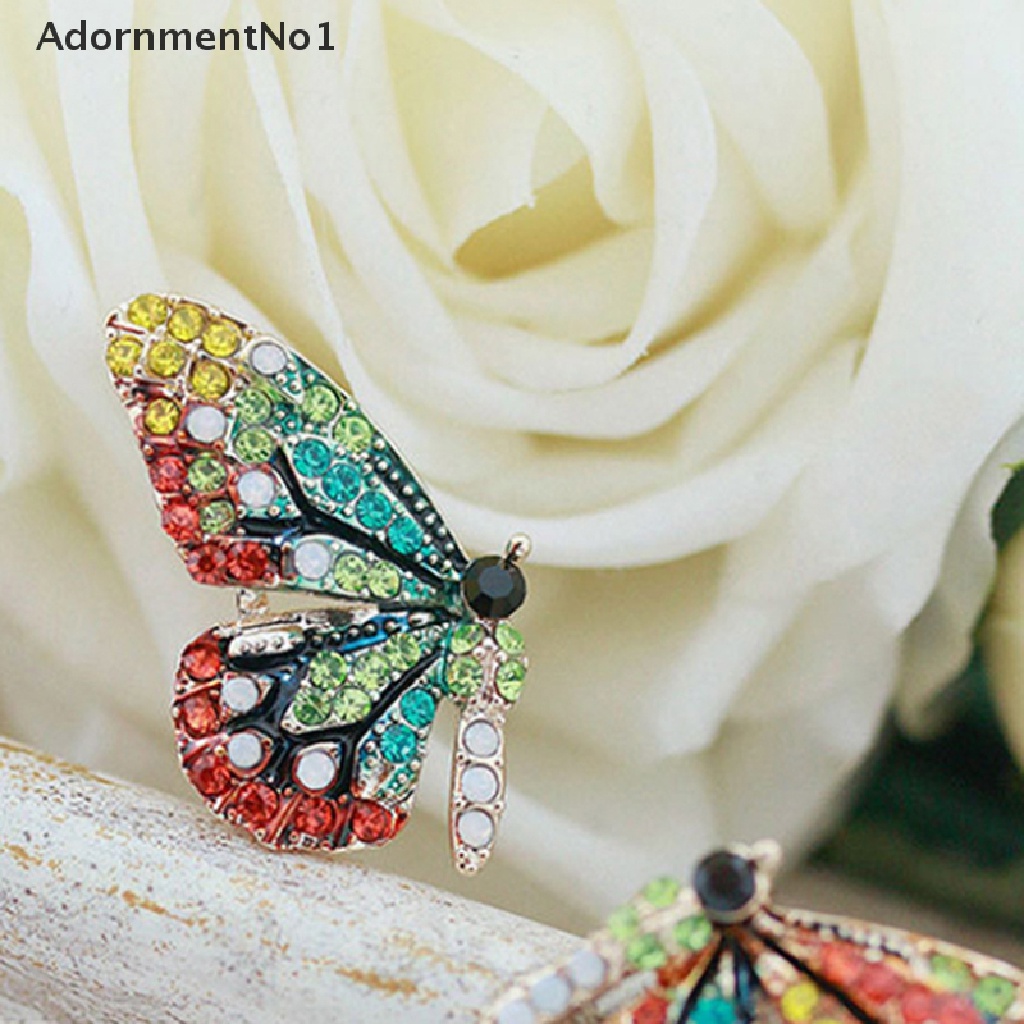 (AdornmentNo1) Anting Tusuk Bentuk Sayap Kupu-Kupu Aksen Berlian Imitasi Bahan Metal Untuk Wanita