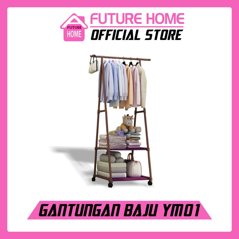 Stand Hanger Triangle Baju Rak Buku Pakain Rak Serbaguna Dengan 4 Roda