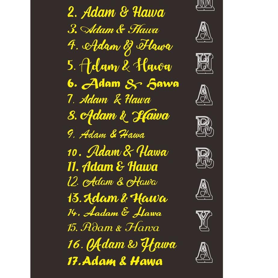 

New! Custom SEPASANG NAMA AKRILIK MIROR .,