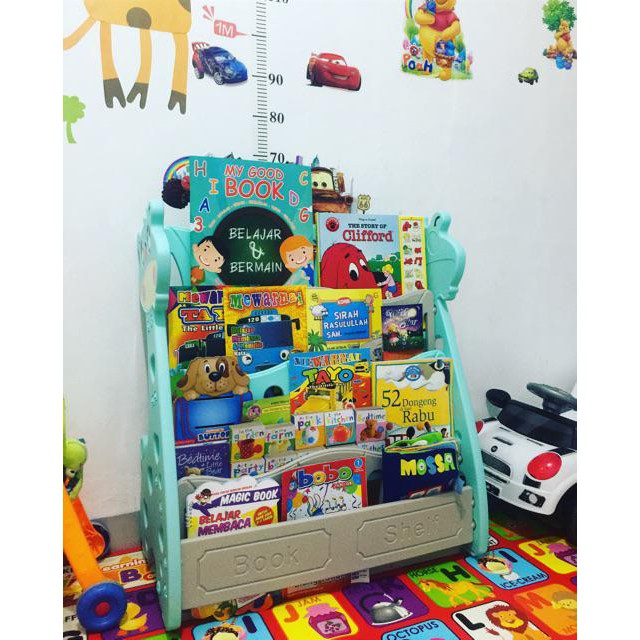 CR Rak  Buku  Anak  Jerapah 4 tingkat Bookshelves Turquoise 