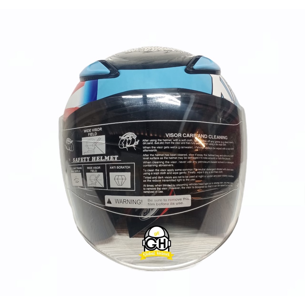 HELM NVR R-26 DRAGON KOI BLUE HALF FACE SINGLE VISOR HELM MURAH SNI HELM DEWASA DJMARU GALAXY R6 R1