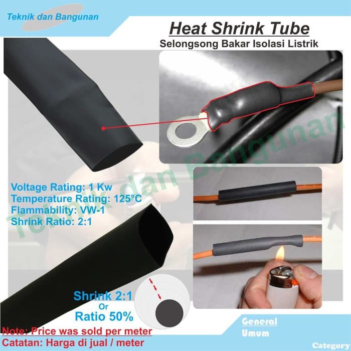 Heat Shrink/ Isolasi Bakar / Selang Bakar 20 mm Per mtr