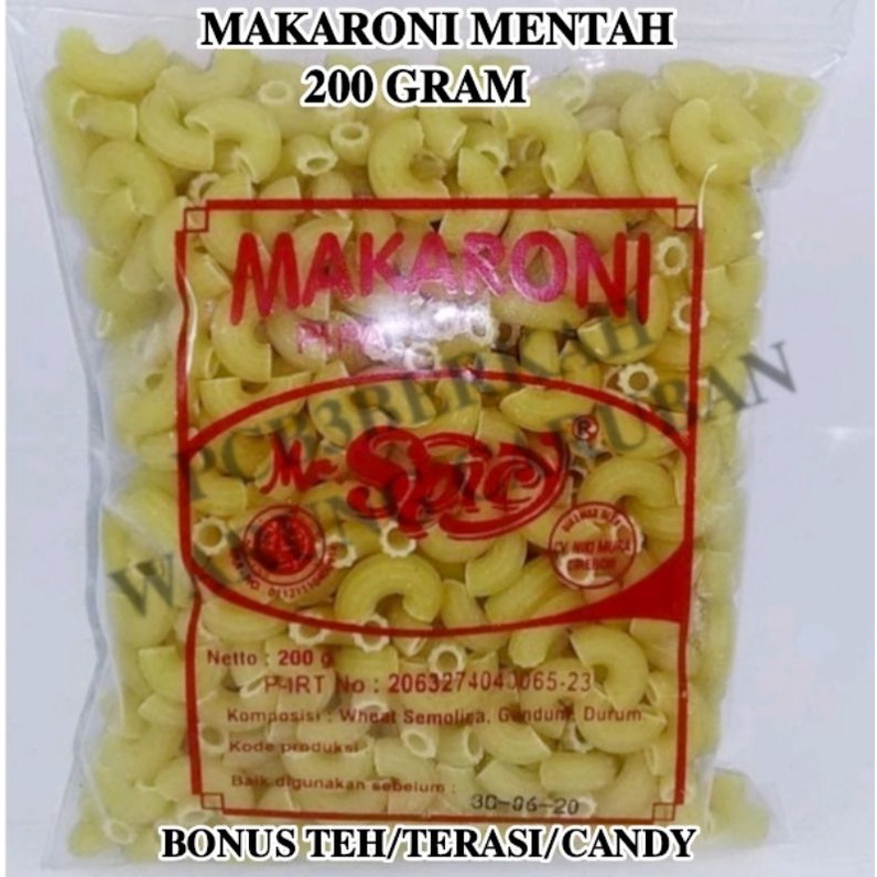 

MAKARONI USUS MENTAH 200 GRAM BONUS TEH/TERASI/CANDY