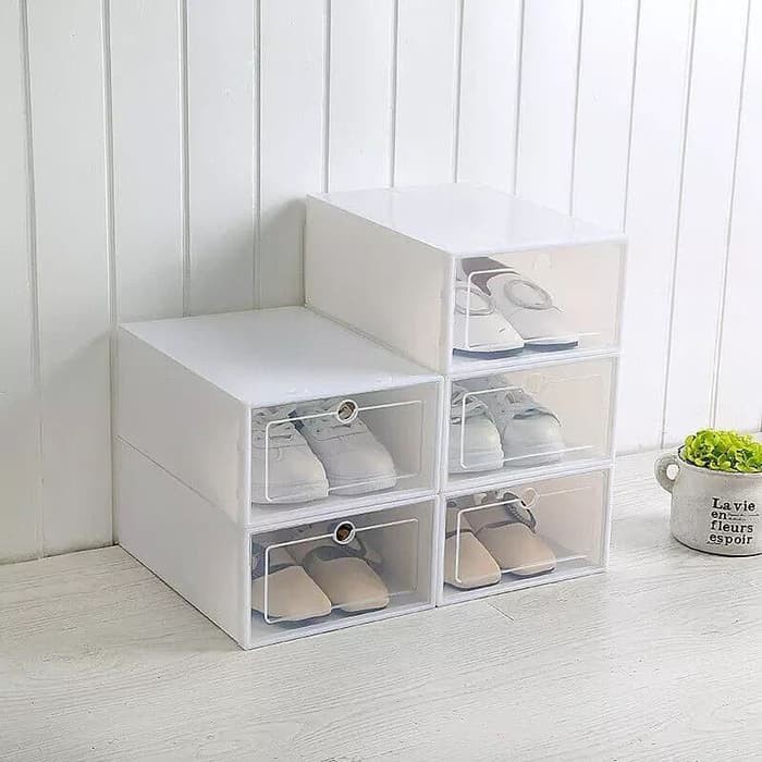 Kotak Sepatu Transparan Susun Model Rak/Laci Plastik Sepatu