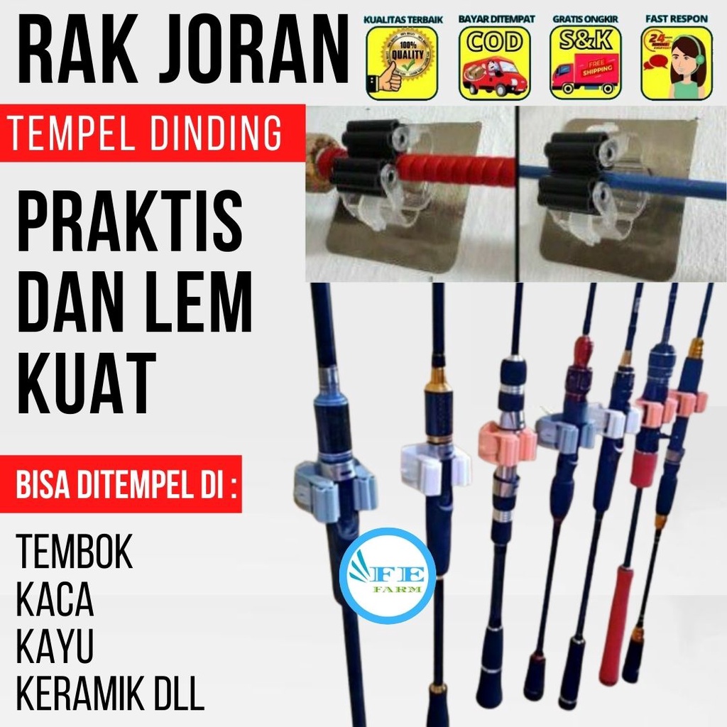 Rak Joran Pancing Model Tempel Dinding Cantelan Joran Pancing FEFARM