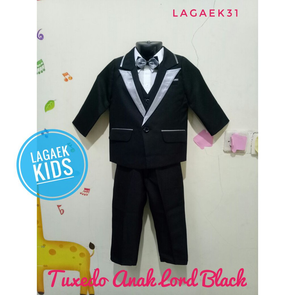 Setelan Jas Anak Laki Laki Usia 1 2 Tahun Premium HITAM 8in1- Jas Pesta Anak Cowok Tuxedo HItam Casual Untuk Pesta