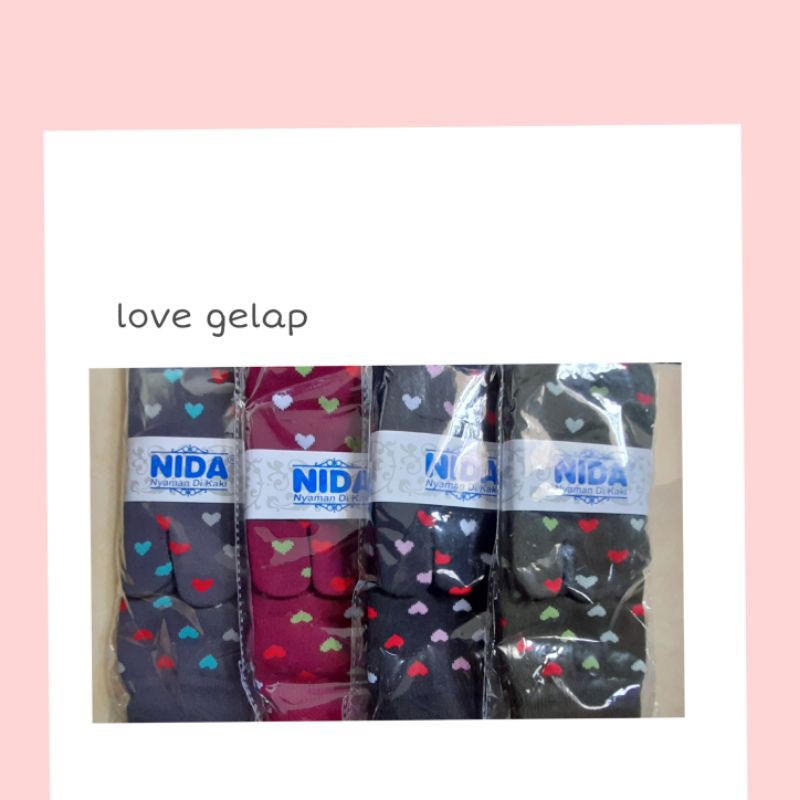 COD.Murah kaos kaki nida motif Love/kaos kaki jari motif/kaos kaki muslimah motif murah