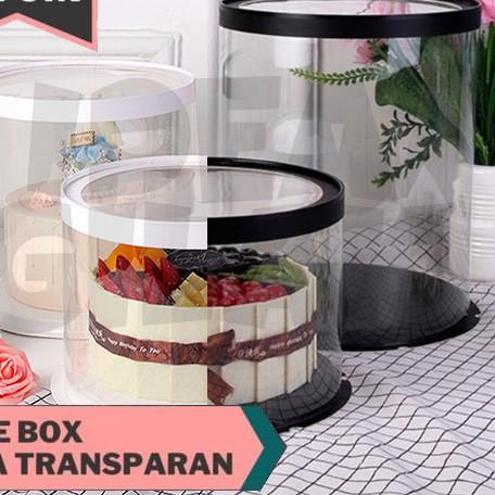

Cake Box Tabung Bulat Transparan Bening Putih/Hitam/Pink/Biru D 22 cm