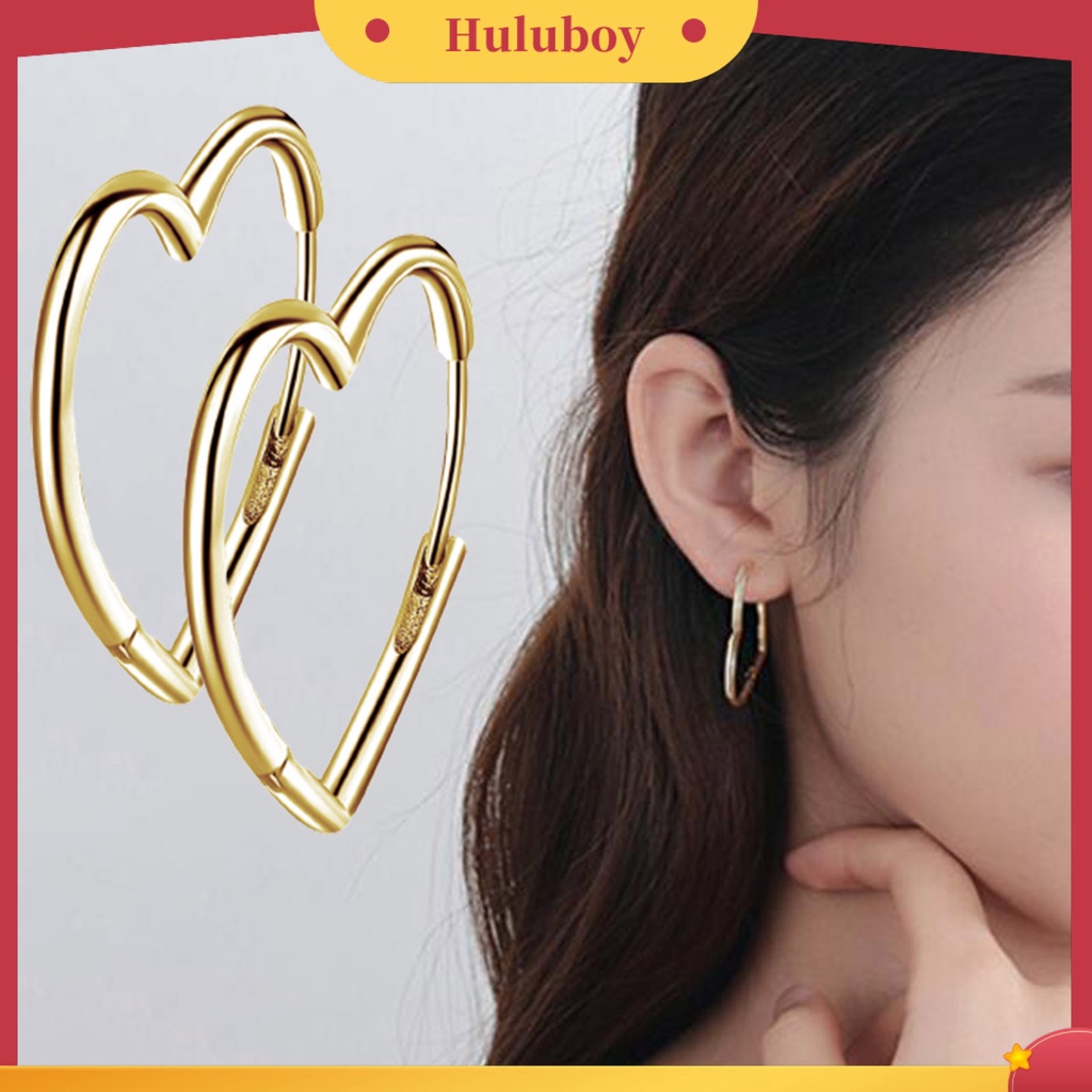 Hu Hu Hu Hu Hu Alat Bantu Pasang Kacamata♡ 1 Pasang Anting Hoop Bentuk Hati Bahan Tembaga Untuk Hadiah Ulang Tahun