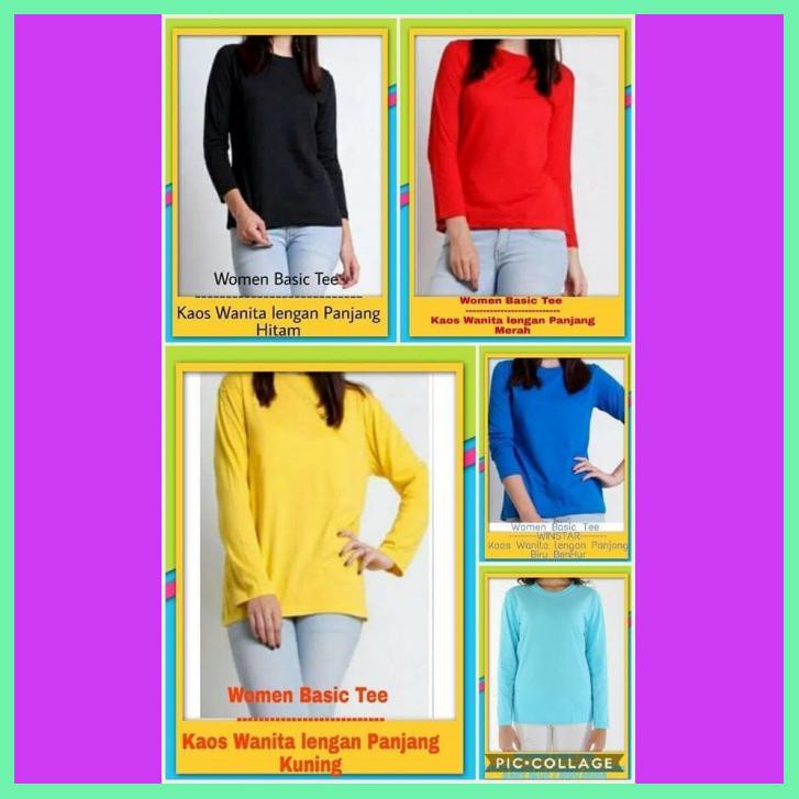 KAOS POLOS WANITA KUNING/OBLONG POLOS KUNING/LENGAN PANJANG/MURAH