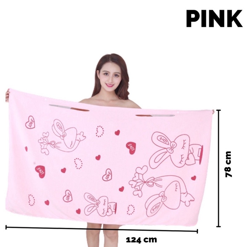 Baju Handuk Mandi Karakter Wearable Towel Kimono Multifungsi