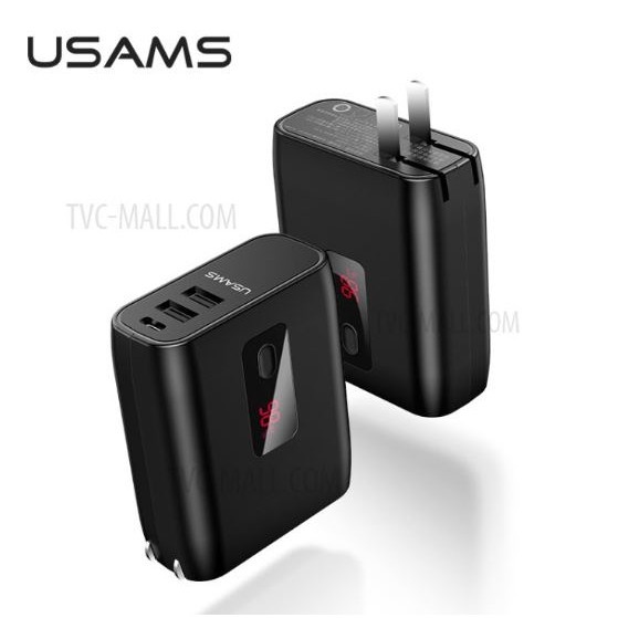 USAMS 2 IN 1 WALL CHARGER PB16 LED DISPLAY POWERBANK 5000Mah